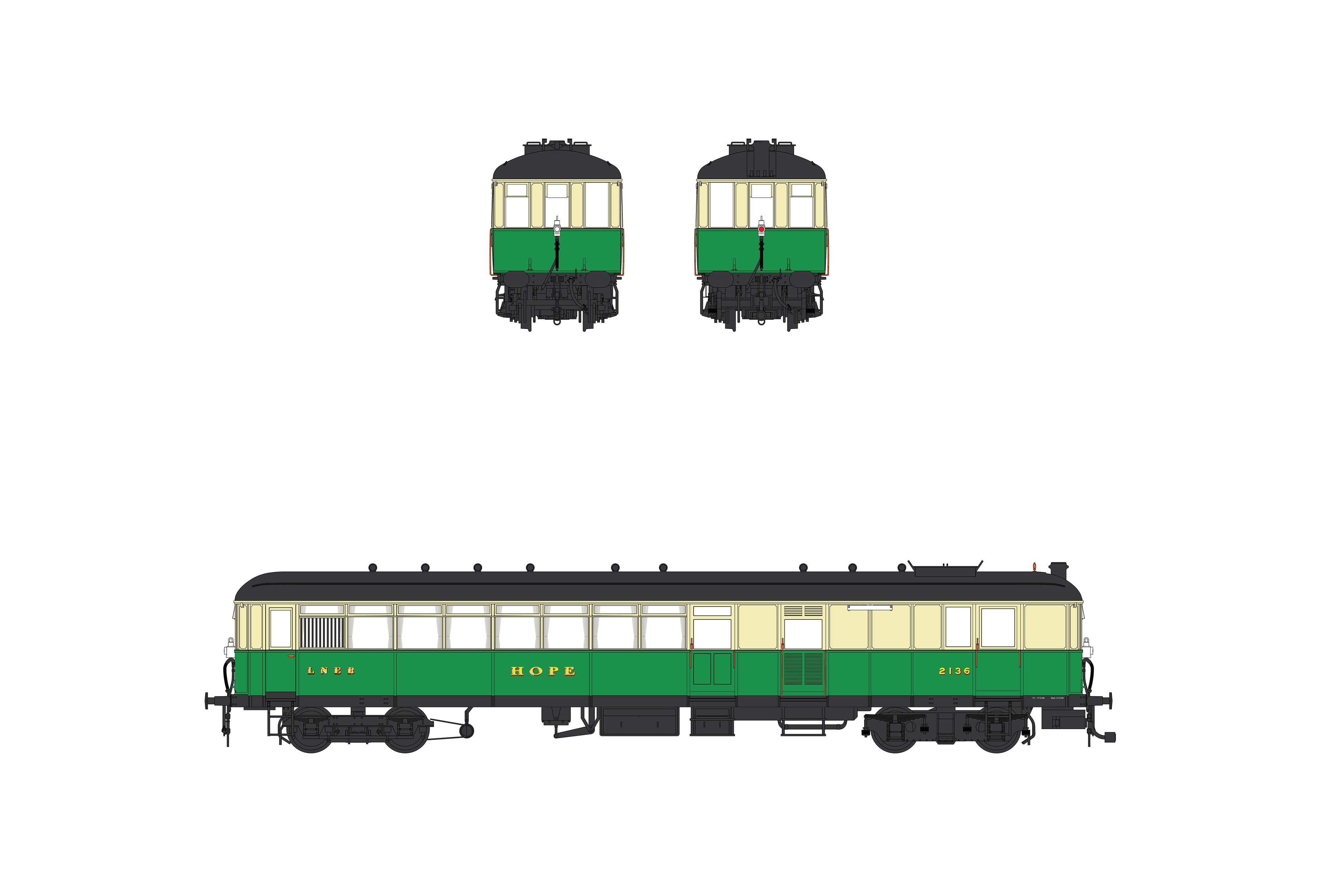 Sentinel Railcar - LNER Green/Cream - 2136 HOPE
