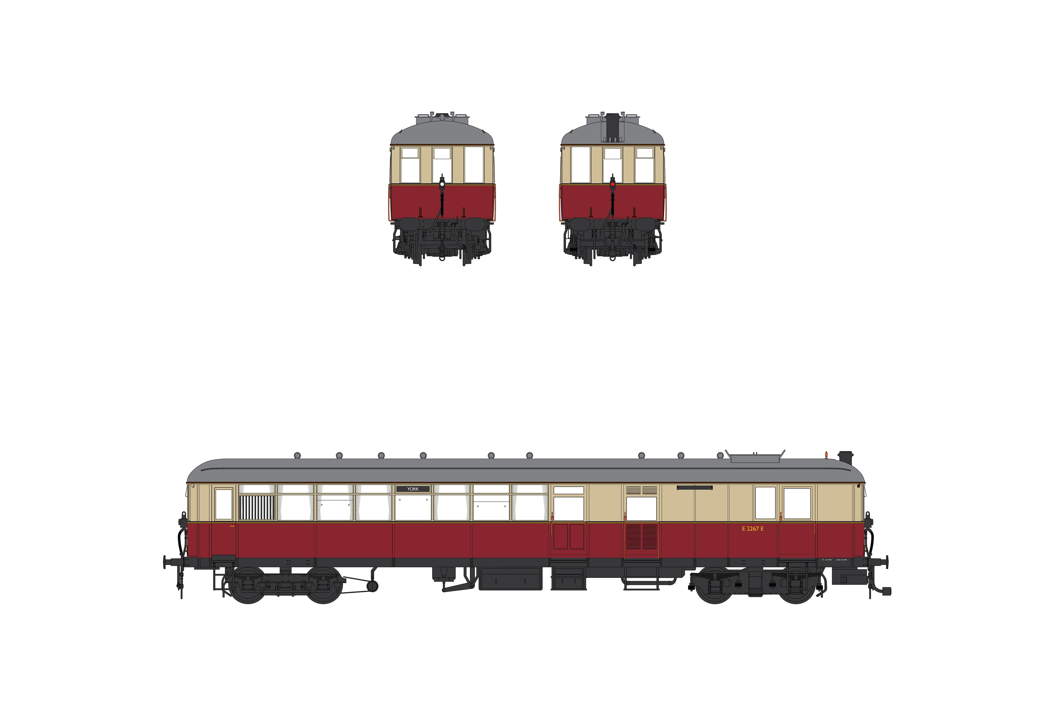 Sentinel Railcar - BR Crimson/Cream - 2267 - DCC Sound Fitted