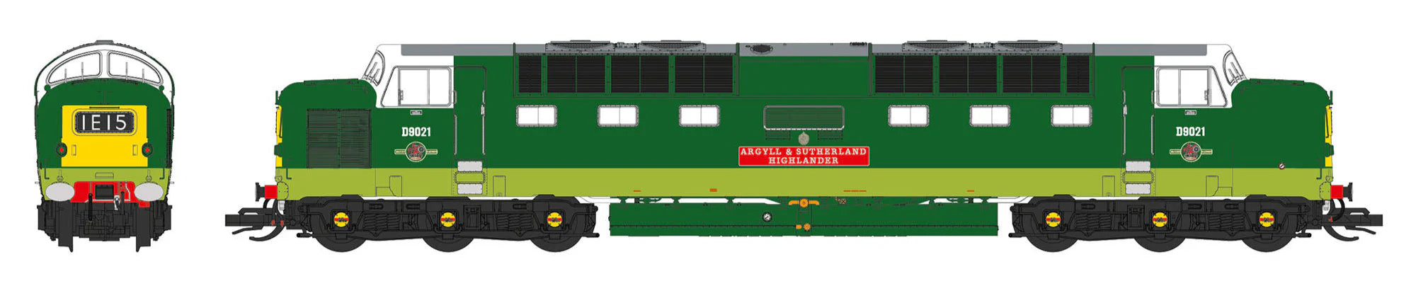 Class 55 - BR Green (Small Yellow Panels) - D9021 Argyll & Sutherland Highlander - TT Scale