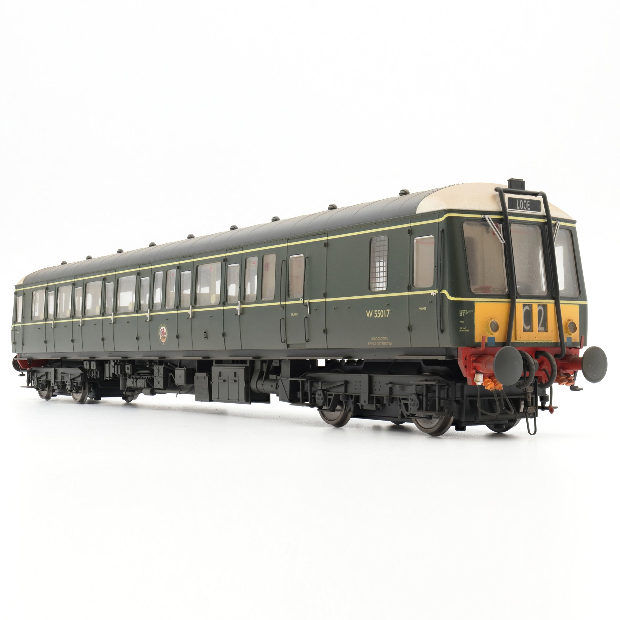 クラス122 - BRグリーン - W55017 - Oスケール - ウェザリング済み