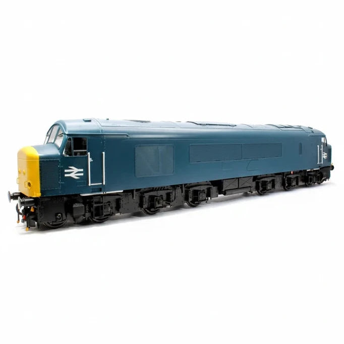 Model of a blue diesel locomotive on a white background