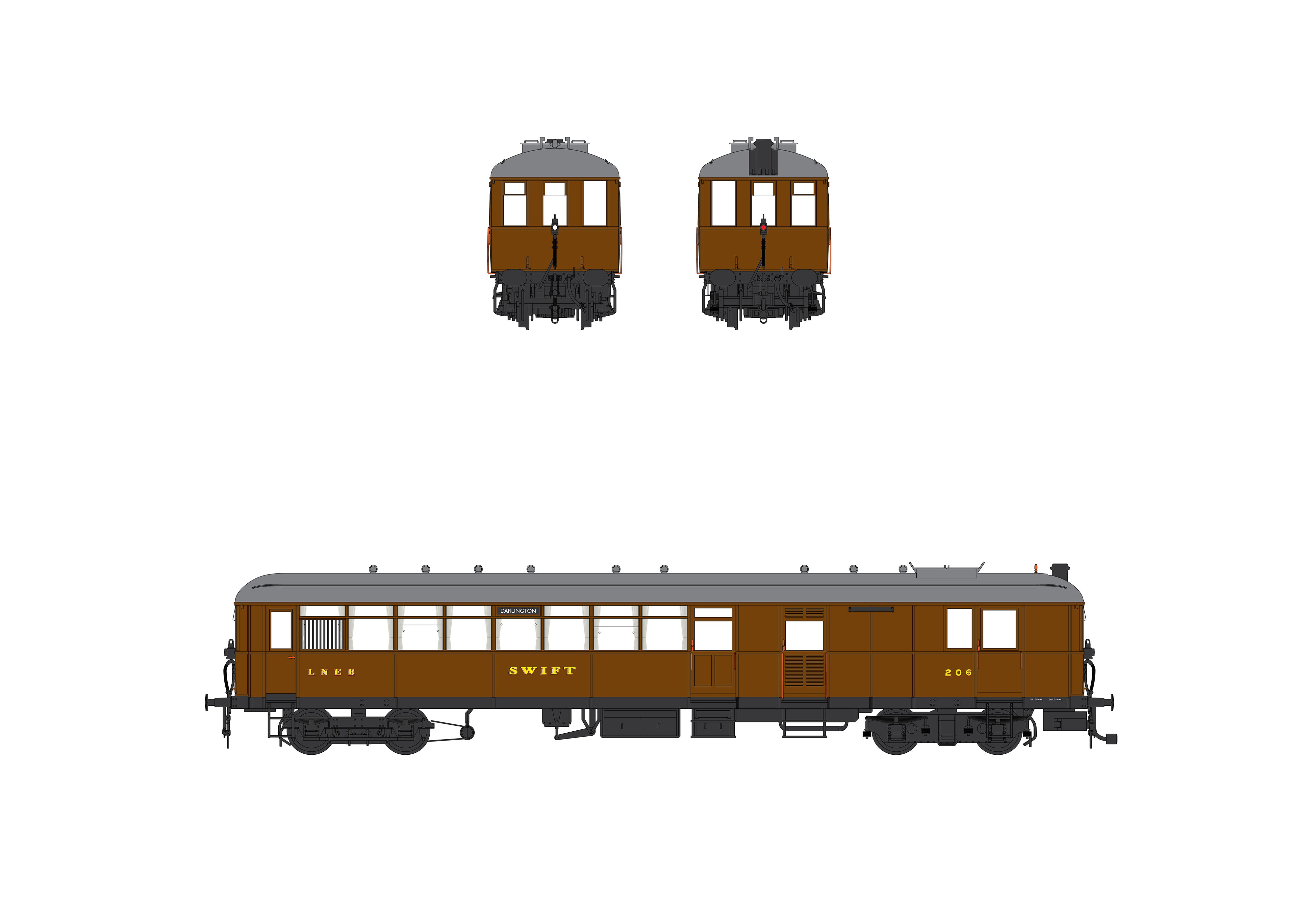 Sentinel Railcar - LNER Wartime Brown - 2231 SWIFT